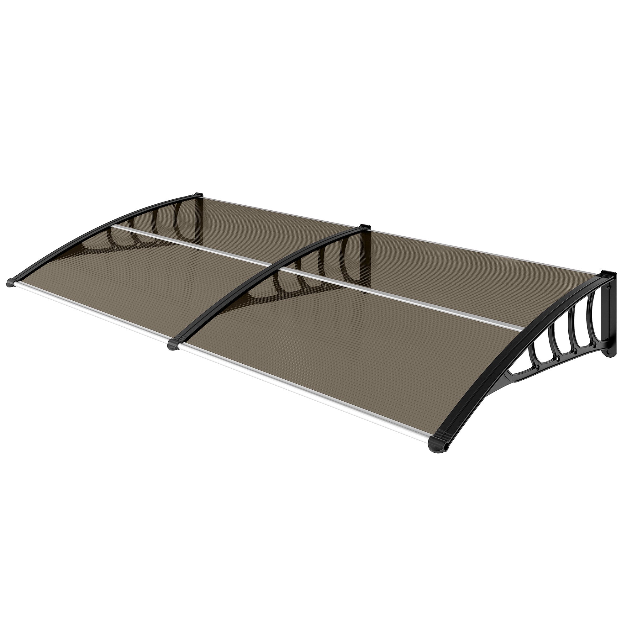 Protection Awning 200x96 cm Exterior Canopy for Doors and Windows against Sun and Rain with PP Polycarbonate Support Brown