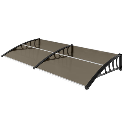 Protection Awning 200x96 cm Exterior Canopy for Doors and Windows against Sun and Rain with PP Polycarbonate Support Brown