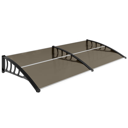 Protection Awning 200x96 cm Exterior Canopy for Doors and Windows against Sun and Rain with PP Polycarbonate Support Brown