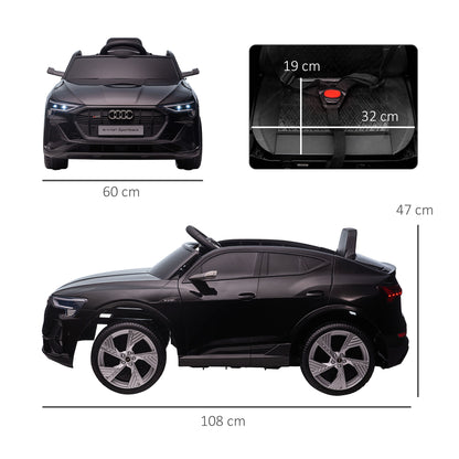12V Electric Kids Car Audi E-tron Electric Vehicle with Remote Control, Safety Belt, Music (MP3/USB/TF), Kids Vehicle for Children 3-5 Years, 3-5 km/h, Black