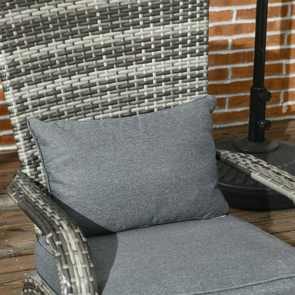Adirondack Garden Chair with Armrests and Cushions, Rattan and Steel Chair for Indoor and Outdoor, 64x80x90 cm, Gray