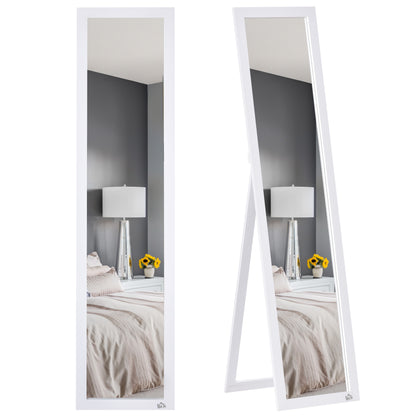 Full-Length Mirror, 154 x 37 cm Wall Mirror with Stand, Floor Mirror for Living Room, Bedroom, White