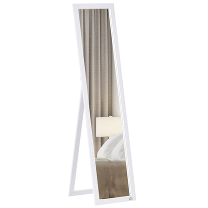 Full-Length Mirror, 154 x 37 cm Wall Mirror with Stand, Floor Mirror for Living Room, Bedroom, White