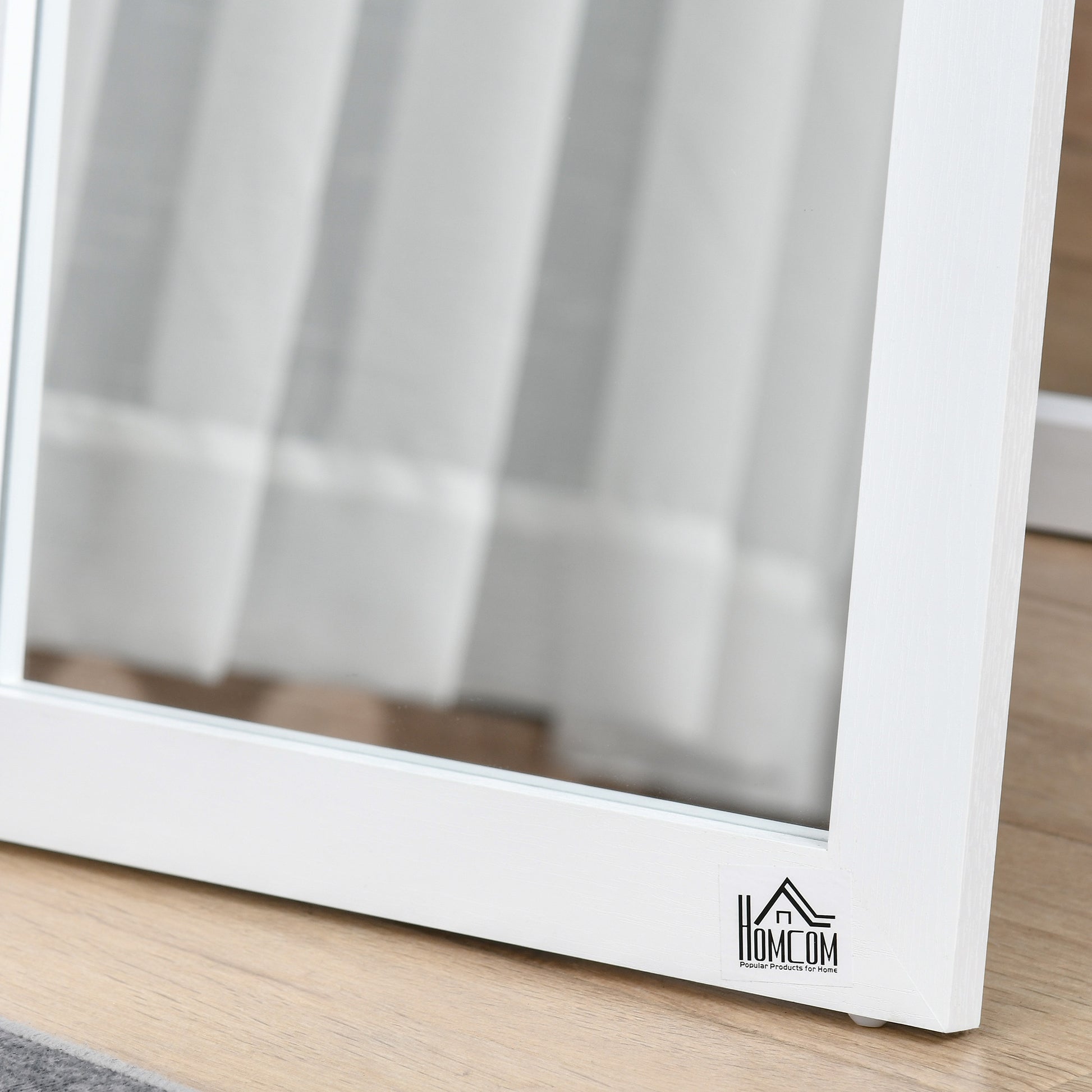 Full-Length Mirror, 154 x 37 cm Wall Mirror with Stand, Floor Mirror for Living Room, Bedroom, White