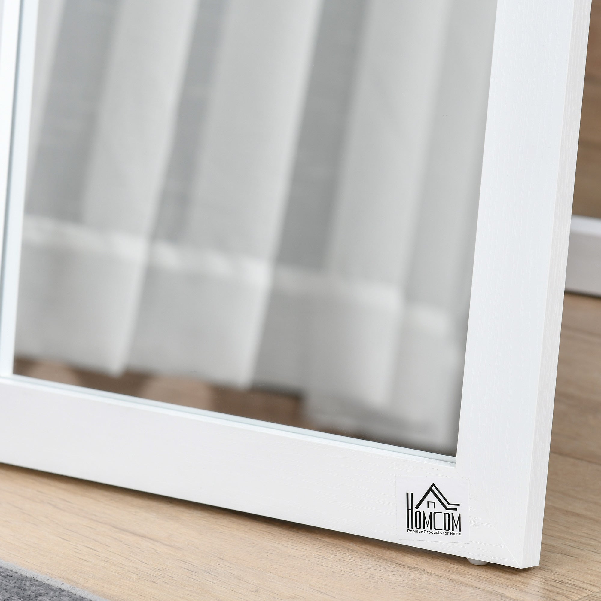Full-Length Mirror, 154 x 37 cm Wall Mirror with Stand, Floor Mirror for Living Room, Bedroom, White