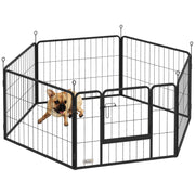 Puppy Playpen 60cm High, 6-Piece Dog Play Pen DIY Puppy Pen with Door, Free-Roaming Enclosure for Small Dogs, Steel, Gray