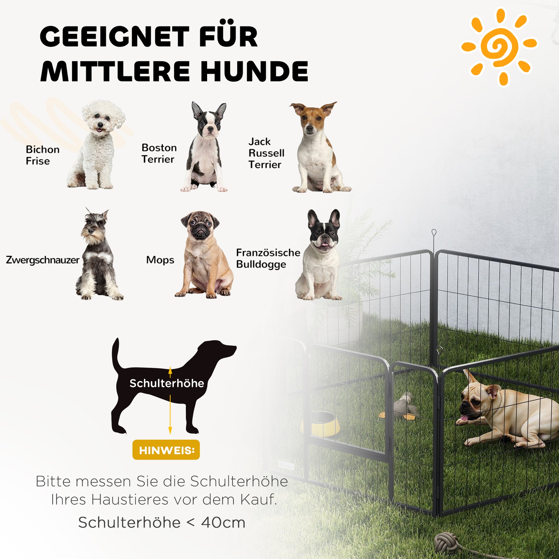 Puppy Playpen 60cm High, 6-Piece Dog Play Pen DIY Puppy Pen with Door, Free-Roaming Enclosure for Small Dogs, Steel, Gray