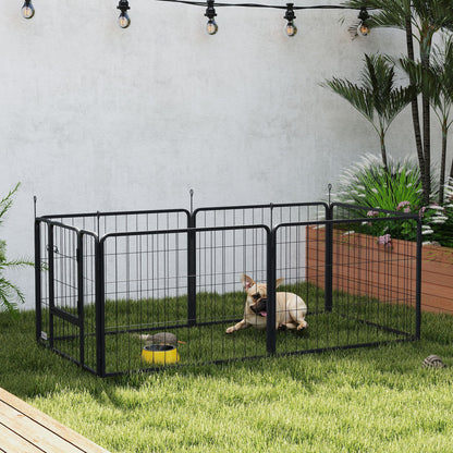 Puppy Playpen 60cm High, 6-Piece Dog Play Pen DIY Puppy Pen with Door, Free-Roaming Enclosure for Small Dogs, Steel, Gray
