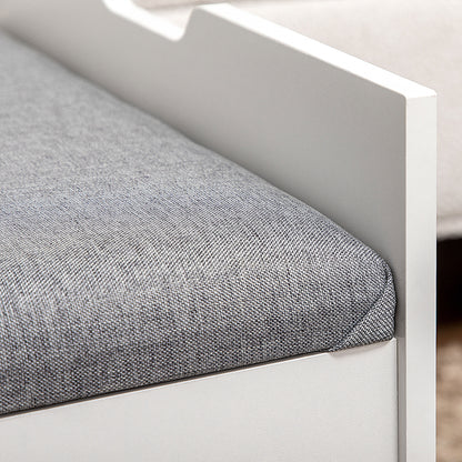 Bedroom Vanity with Mirror and Matching Stool, Makeup Table with Hidden Compartment and Wooden Drawer, White