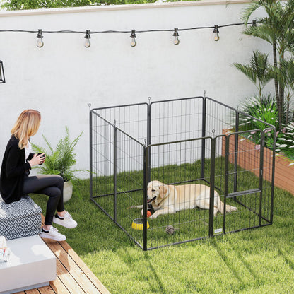 Puppy Playpen Puppy Enclosure with 8 Panels 68x100 cm Each Door Ground Anchors Flexible Foldable Protective Cover Playpen 100cm High Dog Playpen for Dog Cat Puppy Gate for Indoors Outdoors