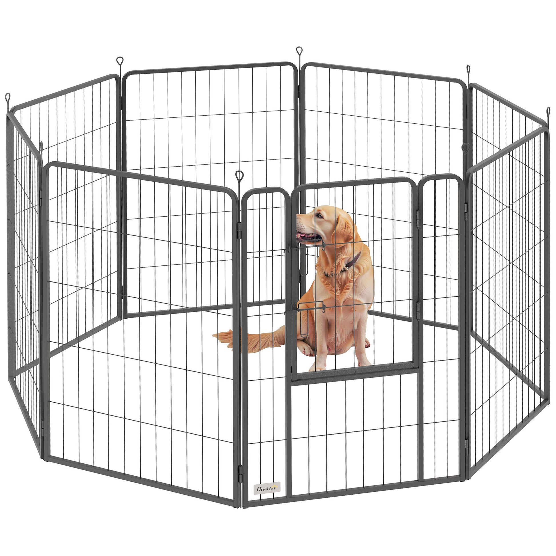 Puppy Playpen Puppy Enclosure with 8 Panels 68x100 cm Each Door Ground Anchors Flexible Foldable Protective Cover Playpen 100cm High Dog Playpen for Dog Cat Puppy Gate for Indoors Outdoors