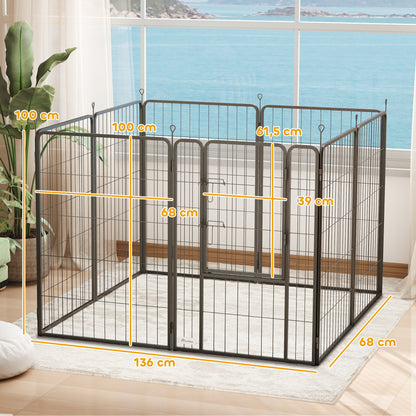 Puppy Playpen Puppy Enclosure with 8 Panels 68x100 cm Each Door Ground Anchors Flexible Foldable Protective Cover Playpen 100cm High Dog Playpen for Dog Cat Puppy Gate for Indoors Outdoors