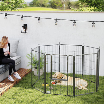 Puppy Playpen Puppy Enclosure with 8 Panels 68x100 cm Each Door Ground Anchors Flexible Foldable Protective Cover Playpen 100cm High Dog Playpen for Dog Cat Puppy Gate for Indoors Outdoors
