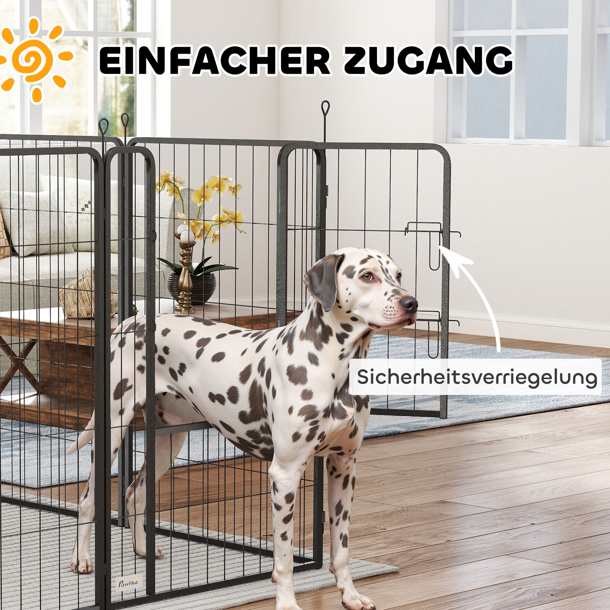 Puppy Playpen Puppy Enclosure with 8 Panels 68x100 cm Each Door Ground Anchors Flexible Foldable Protective Cover Playpen 100cm High Dog Playpen for Dog Cat Puppy Gate for Indoors Outdoors