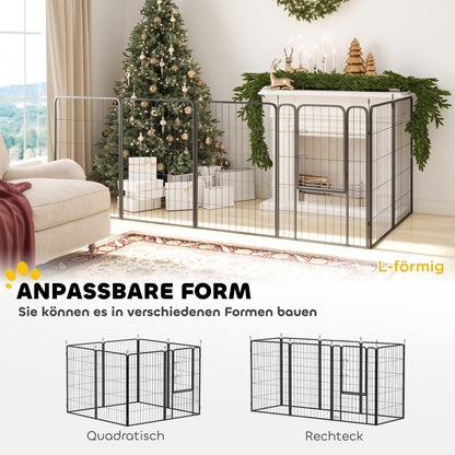 Puppy Playpen Puppy Enclosure with 8 Panels 68x100 cm Each Door Ground Anchors Flexible Foldable Protective Cover Playpen 100cm High Dog Playpen for Dog Cat Puppy Gate for Indoors Outdoors