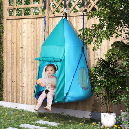 Bird Nest Swing with Removable Tent Ø 100 cm, max load 150 Kg for children 3-8 years - adjustable rope height 120 to 180 cm - blue