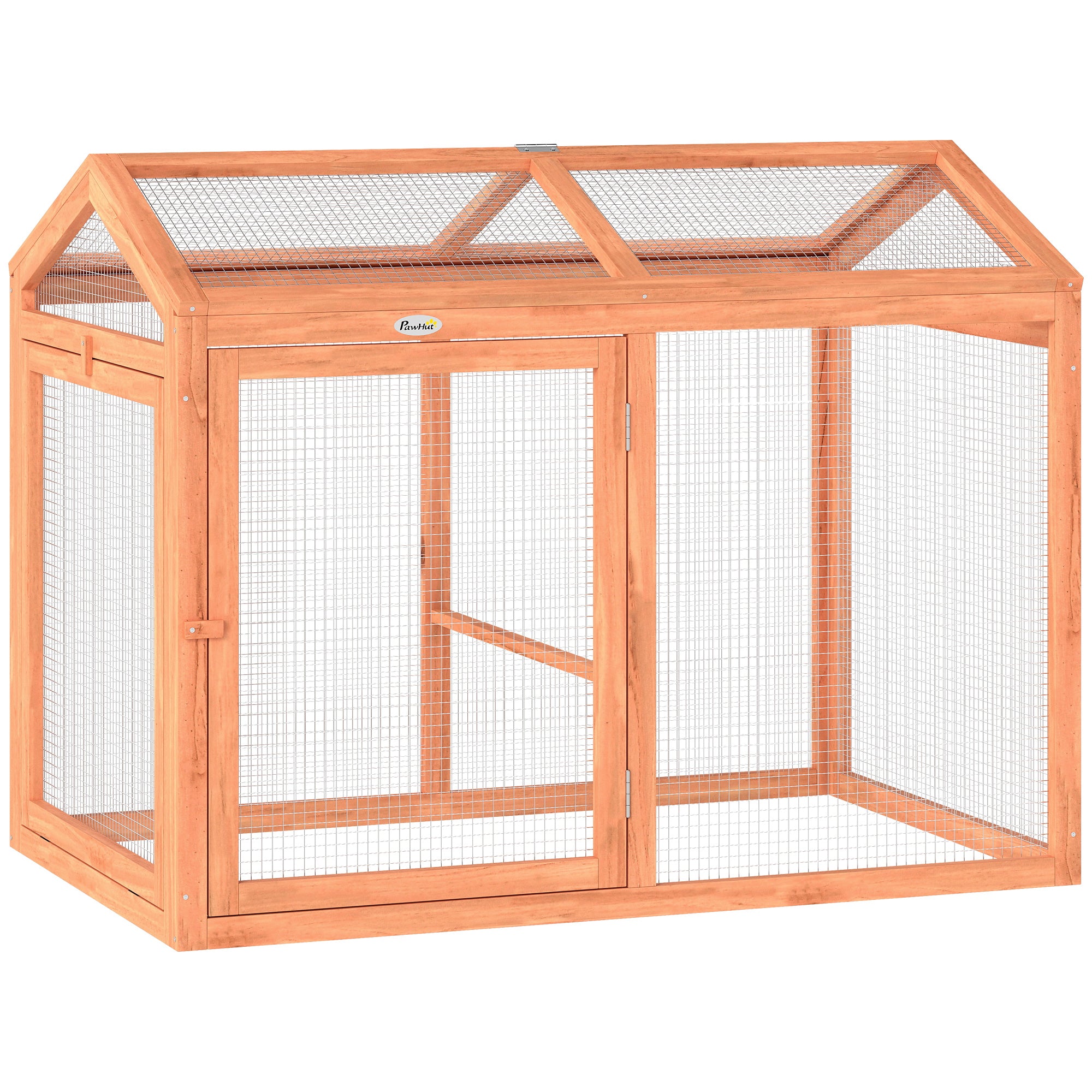 Wooden Chicken Run, 41 x 27.8 x 33.1 in, Roost & Double Doors, Wood & Metal Chicken Cage for 2 Chickens – Orange