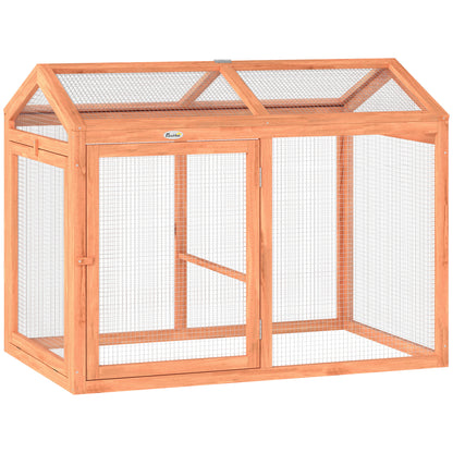 Wooden Chicken Run, 41 x 27.8 x 33.1 in, Roost & Double Doors, Wood & Metal Chicken Cage for 2 Chickens – Orange