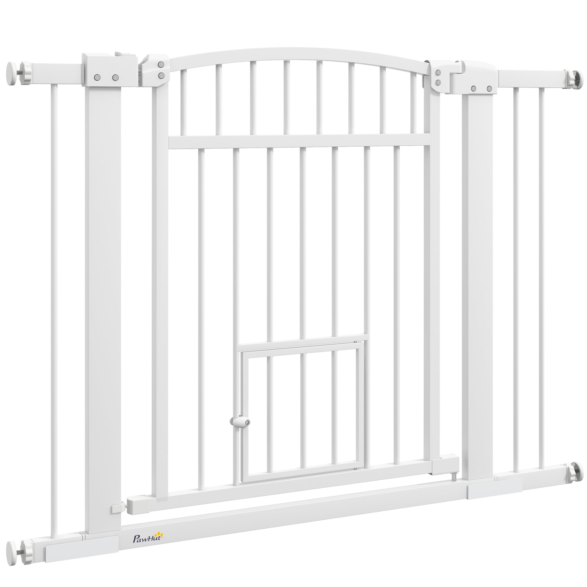 Extensible Dog Safety Barrier 76-104 x 77 cm, stair and door barrier with double locking system, pressure or drilling mounting, dog and cat barrier, white