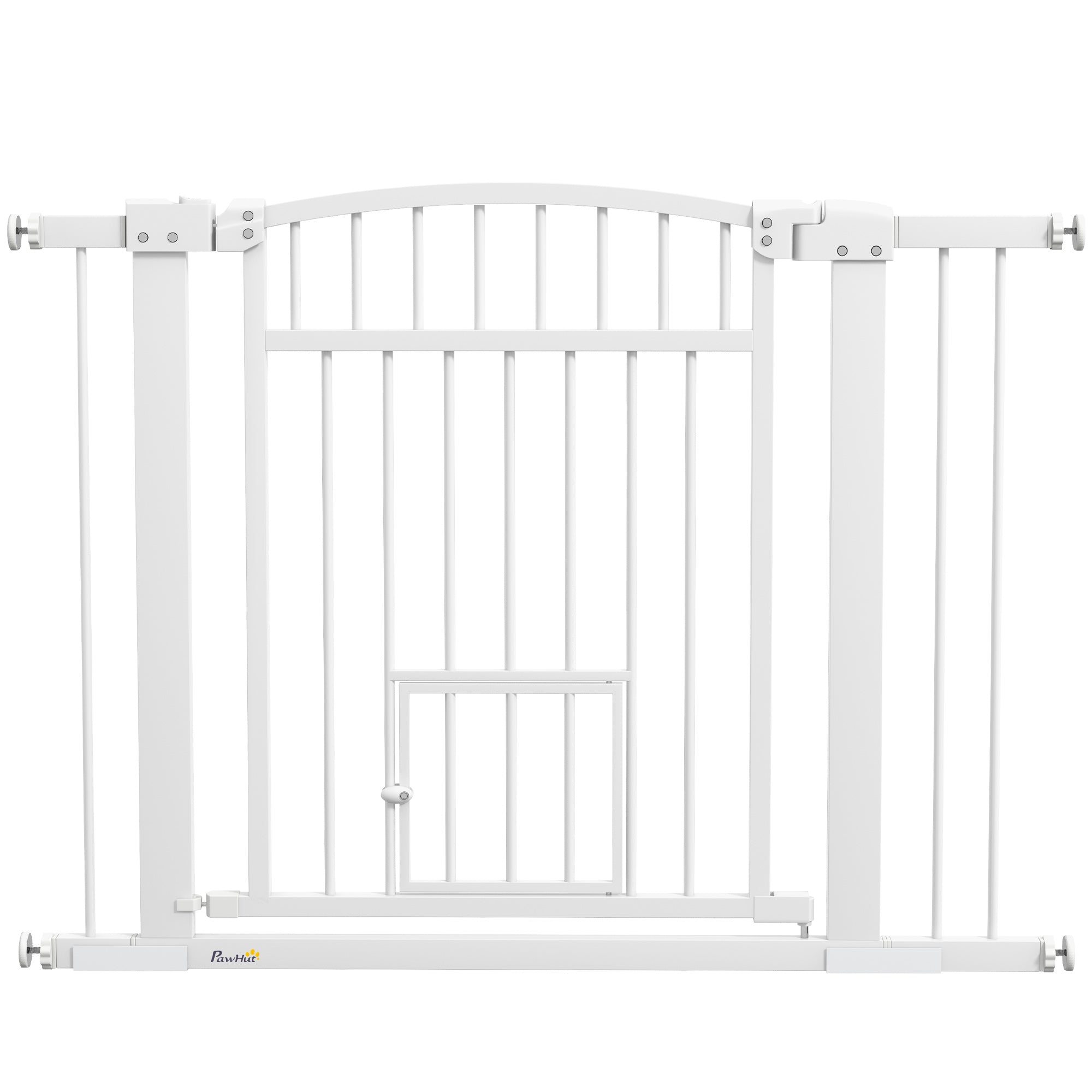 Extensible Dog Safety Barrier 76-104 x 77 cm, stair and door barrier with double locking system, pressure or drilling mounting, dog and cat barrier, white