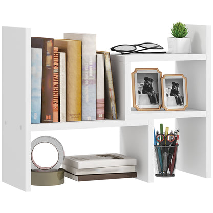 Modular Desk Shelf, Multifunctional Desk Organizer, Desktop Shelf Organizer 2 Pieces in White Wood