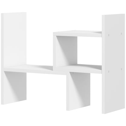 Modular Desk Shelf, Multifunctional Desk Organizer, Desktop Shelf Organizer 2 Pieces in White Wood