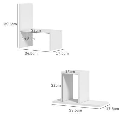 Modular Desk Shelf, Multifunctional Desk Organizer, Desktop Shelf Organizer 2 Pieces in White Wood