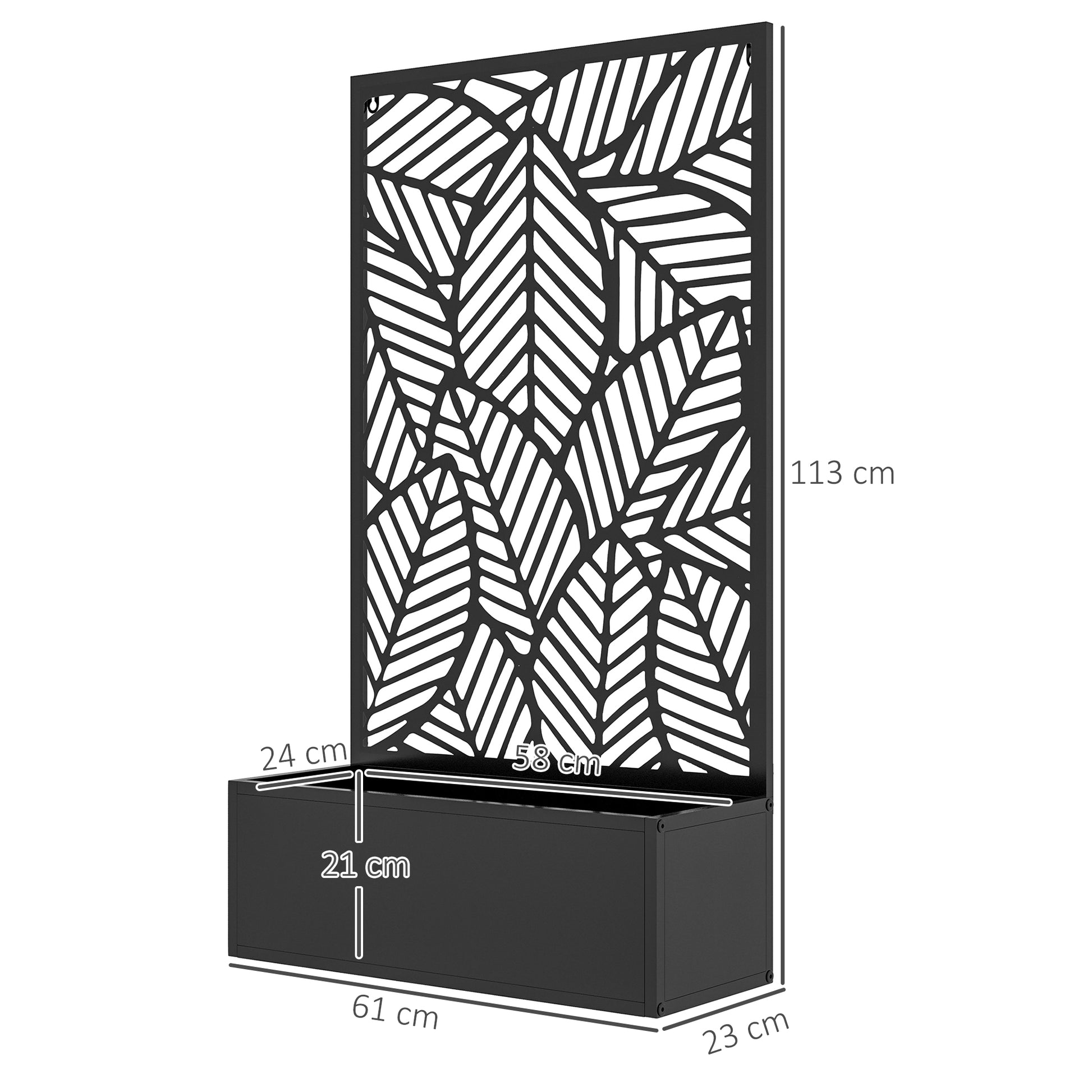 raised bed planter, wall-mount flower box metal, garden trellis 61 x 23 x 113cm for garden balcony terrace, flower pot for climbing plants, flowers