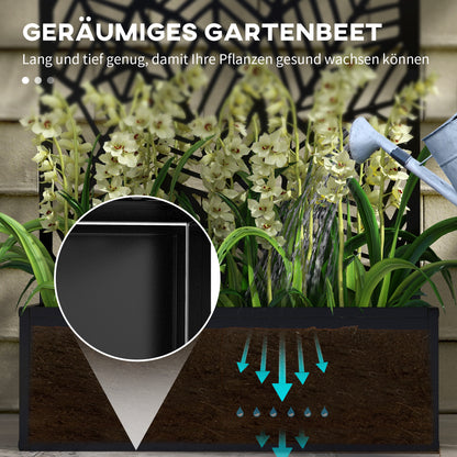 raised bed planter, wall-mount flower box metal, garden trellis 61 x 23 x 113cm for garden balcony terrace, flower pot for climbing plants, flowers