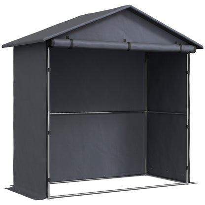 Garage Tent 1.1x2m with Roll-up Entrance, Ropes and Pegs, Zinc-Coated Steel and 420D Oxford Outdoor Garage for Bikes and Gardening Tools, UV30+, Dark Grey