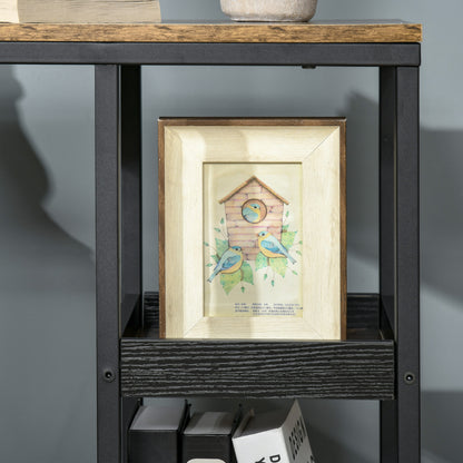 Side Table, Coffee Table with Wheels, Storage, Industrial Style for Living Room, Bedroom, Dark Brown, 51 x 33 x 66 cm