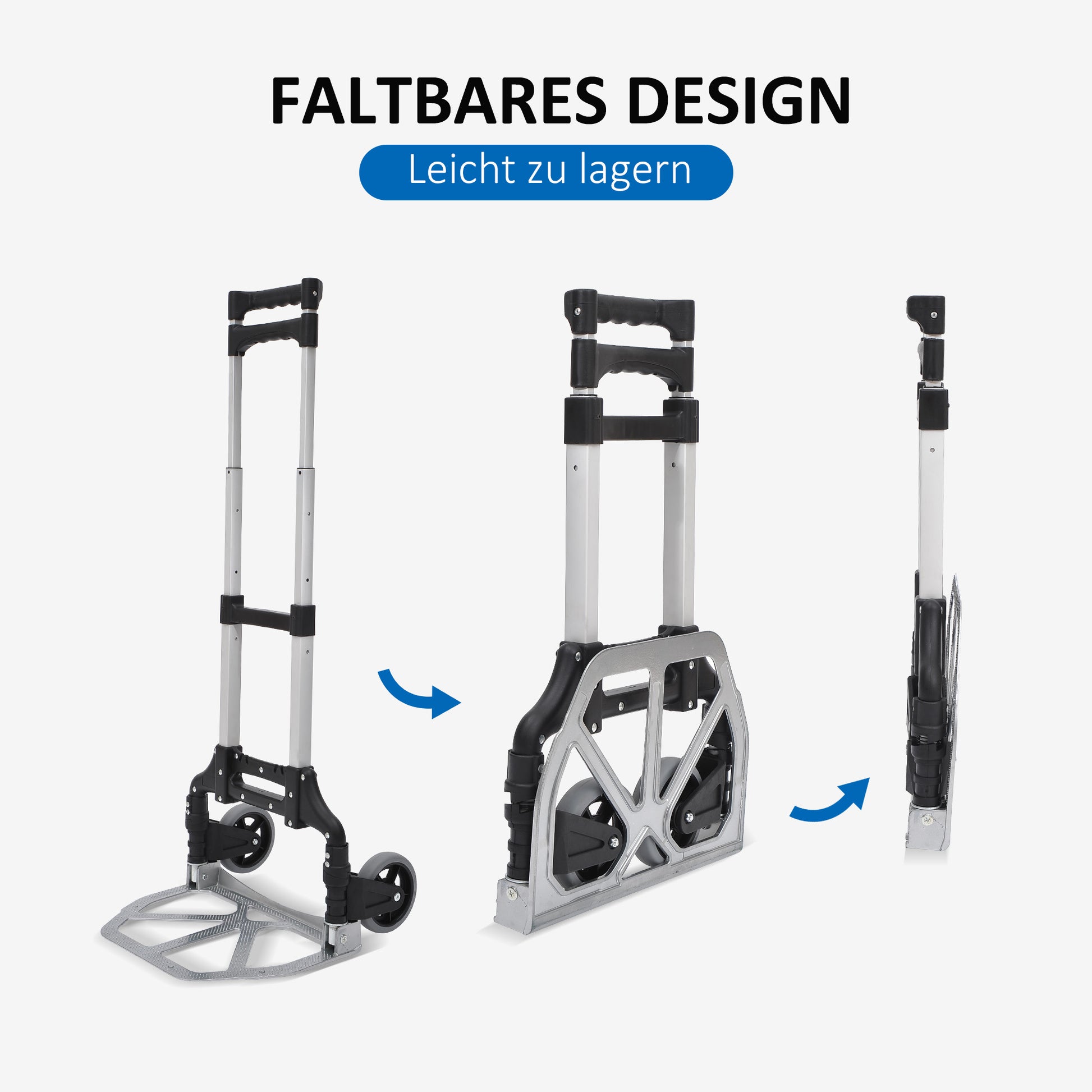 Aluminum Trolley Transport Collapsible Hand Trolley Stack Trolley Aluminum max. 70 kg capacity