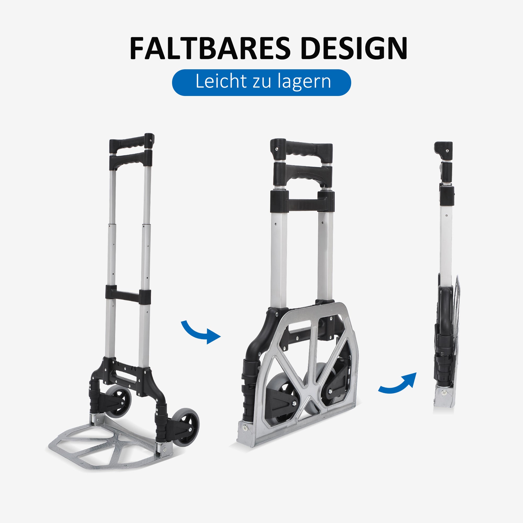 Aluminum Trolley Transport Collapsible Hand Trolley Stack Trolley Aluminum max. 70 kg capacity