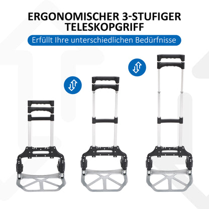Aluminum Trolley Transport Collapsible Hand Trolley Stack Trolley Aluminum max. 70 kg capacity