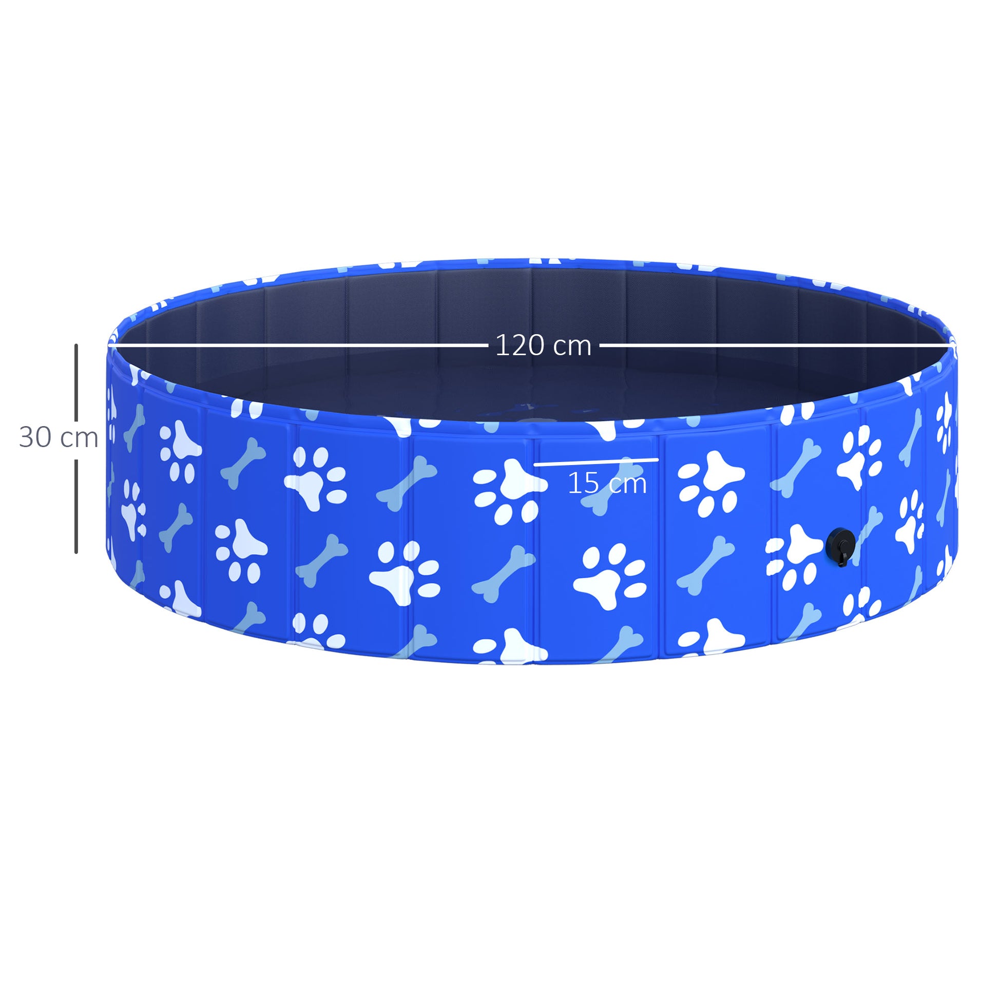 Medium Size Dog Pool 65kg in Hard Plastic and Non-Slip for Garden or Indoor, Blue Φ120x30cm