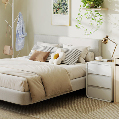 Linen-Effect Padded Floating Headboard, 63 x 24 in (Cream)