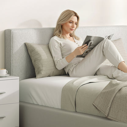 Linen-Effect Padded Floating Headboard, 63 x 24 in (Cream)