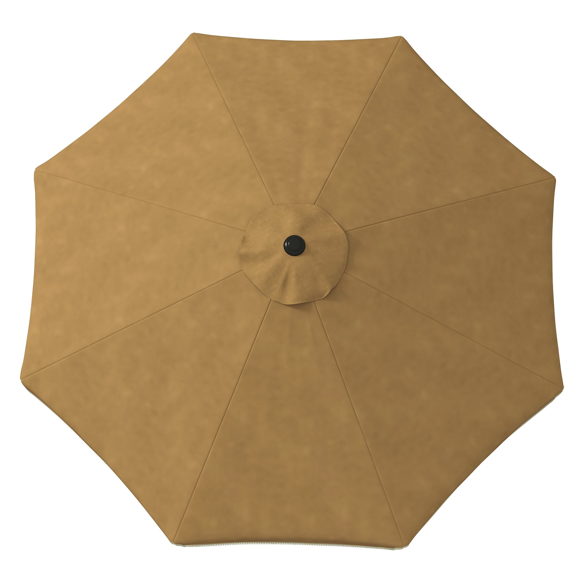Sun Umbrella, Ø265 cm Patio Umbrella with Fringe, Tiltable Beach Umbrella with 8 Ribs, for Garden, Balcony, Khaki
