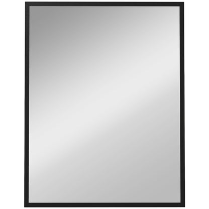 Rectangular Wall Mirror 27.6 x 35.4 in (70 x 90 cm), Black Wood Frame — Ideal for Bathroom, Living Room or Bedroom