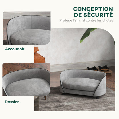 Dog Sofa, Cat Sofa, Soft Cushion, Removable and Washable Cover, Dutch Velvet Covering, for Small to Medium-Sized Dogs, Gray