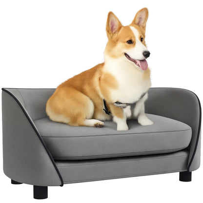Dog Sofa, Cat Sofa, Soft Cushion, Removable and Washable Cover, Dutch Velvet Covering, for Small to Medium-Sized Dogs, Gray