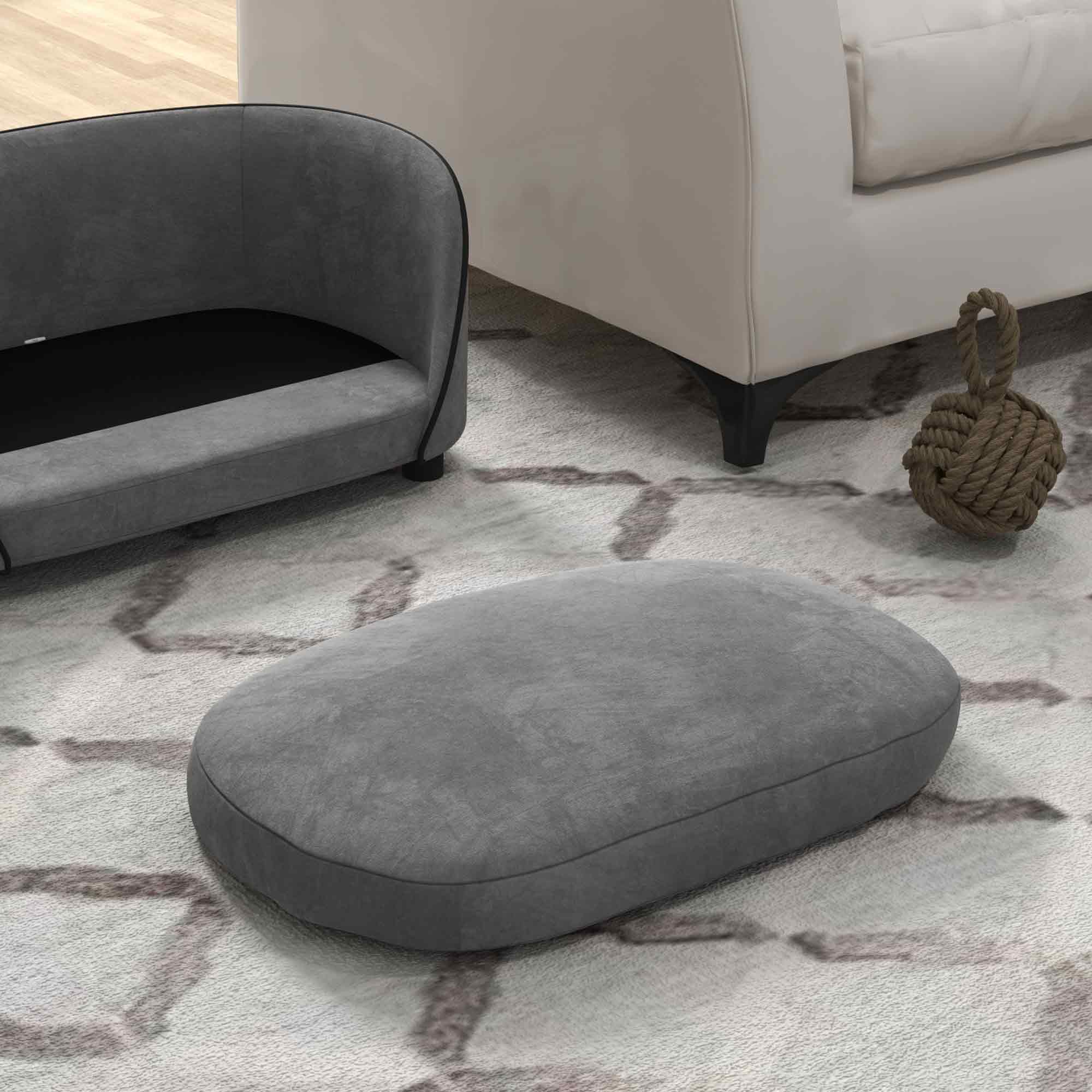 Dog Sofa, Cat Sofa, Soft Cushion, Removable and Washable Cover, Dutch Velvet Covering, for Small to Medium-Sized Dogs, Gray