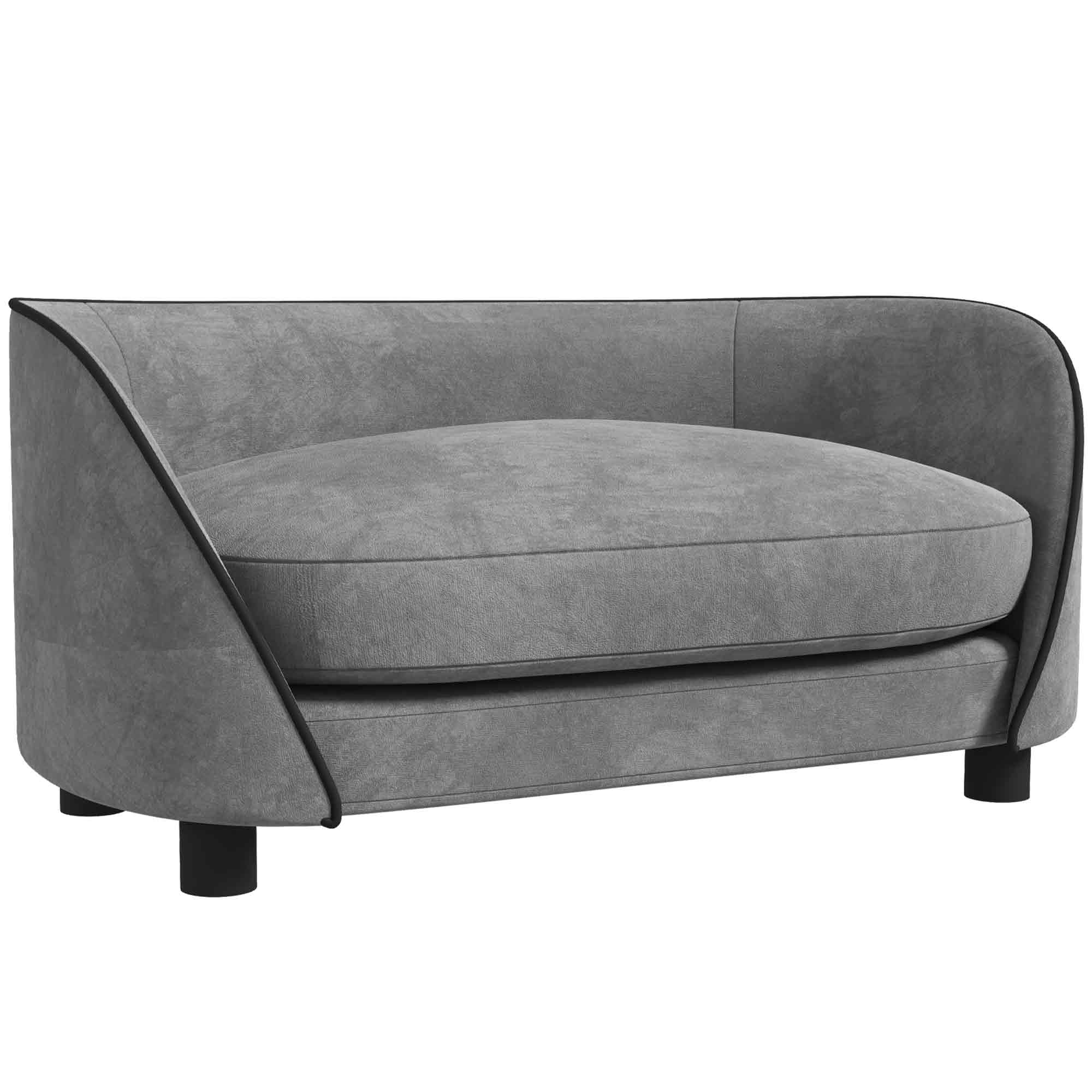 Dog Sofa, Cat Sofa, Soft Cushion, Removable and Washable Cover, Dutch Velvet Covering, for Small to Medium-Sized Dogs, Gray