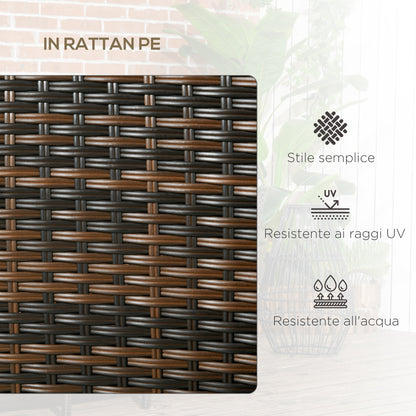 2 Modern Rattan Garden Chairs with Removable Cushions and Coffee Table with Tempered Glass Top, 138x60x87 cm, Brown