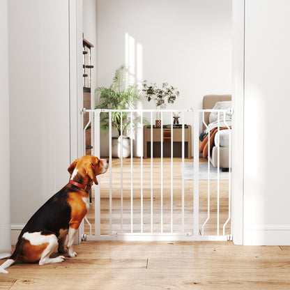 Door Guard Stair Protection Gate with 10 cm Extension Door Barrier without Drilling Stair Gate for Widths 75-95 cm Swivelable on Both Sides Steel White