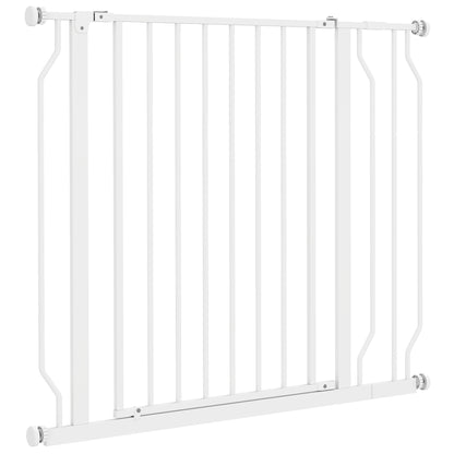 Door Guard Stair Protection Gate with 10 cm Extension Door Barrier without Drilling Stair Gate for Widths 75-95 cm Swivelable on Both Sides Steel White