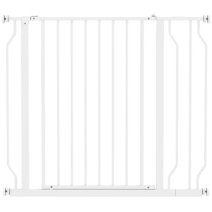 Door Guard Stair Protection Gate with 10 cm Extension Door Barrier without Drilling Stair Gate for Widths 75-95 cm Swivelable on Both Sides Steel White