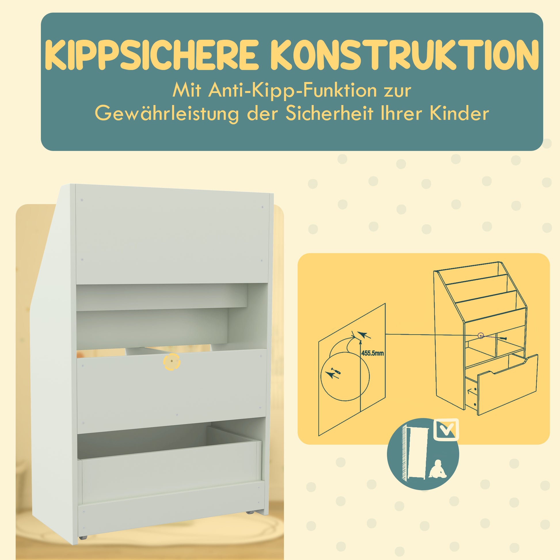 Children's Bookshelf Kids shelf with Drawer, 3 Shelves, and 2 Open Shelves, Storage Rack for Kids' Room, Playroom, Light Green, 60 x 29.9 x 90 cm