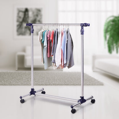 Coat Rack Clothes Rack with Wheels Height Adjustable and Extendable Clothes Rail Clothes Horse Freestanding Wardrobe for Entryway Stainless Steel 86 x 45 x 95 cm