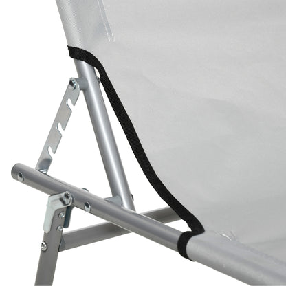 Folding Lounge Chair Outdoor Garden Recliner with Adjustable Canopy Removable Sun Shade Adjustable Backrest in 4 Levels for Terrace Pool Patio 187x58x36 cm Light Gray